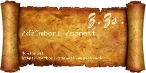 Zámbori Zsanett névjegykártya